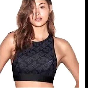 Victoria's Secret Pink Reversible Racerback Sport Bra Black /Gray Logo